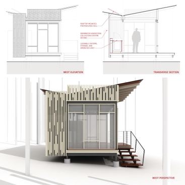 Elevations and building section.