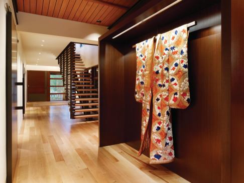 The clients own a rare kimono, which inspired delicate details such as a floating staircase.