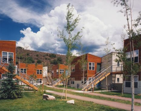 All of the Burlingame development's units open onto a shared outdoor space. 