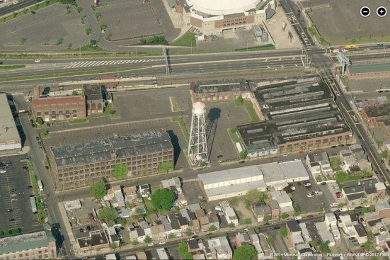 Aerial, Roebling Center campus (north is to the right)