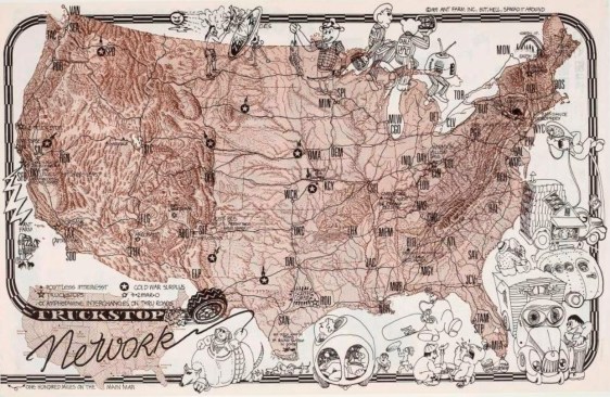 A map of Ant Farm's "Truckstop Network"