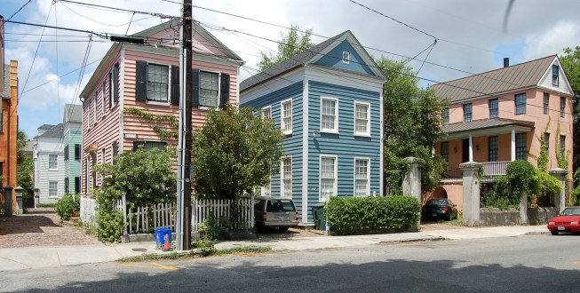 The lot on Saint Philip Street (pink house far right)