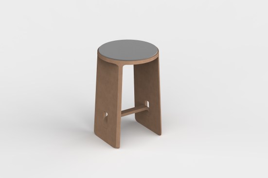 Rendering of a concept stool designed by Humanscale's Sergio Silva using primarily UBQ Materials from reformulated non-recyclable municipal waste.