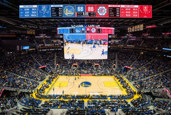 The court, which features a tight seating bowl and a massive scoreboard