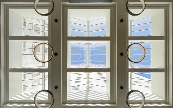 The view from inside the Leamington building’s new lobby.