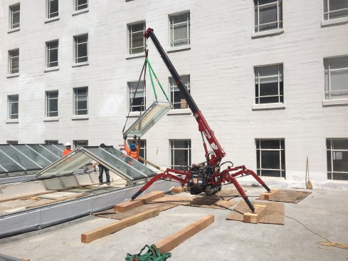 Crown Sheet Metal used a spider crane to position the skylight modules.