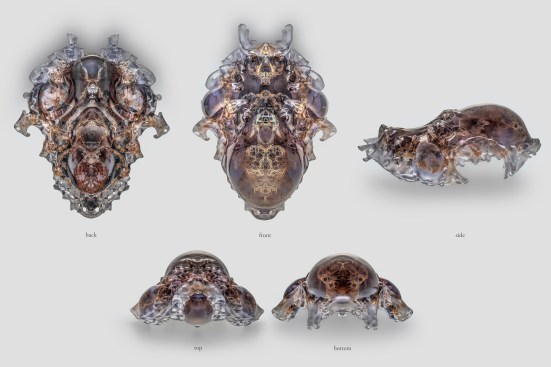 Compilation of views, Mask 5, Vespers collection, Present series. Designed by Neri Oxman and members of the Mediated Matter Group and 3D printed by Stratasys.