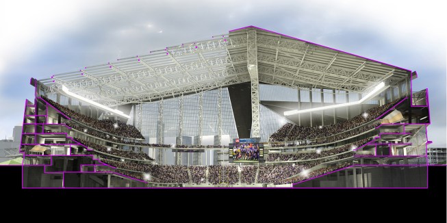 Stadium rendered section viewed from the southeast