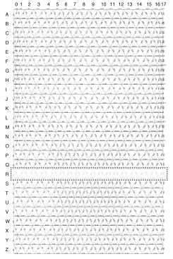 Identification plan of acoustic reflector. Each panel edge was identified by a row number plus a sequential numbered (e.g., R.13). Each panel edge shared between two rows was identified by both row numbers and the sequential number (e.g., R-S.13)