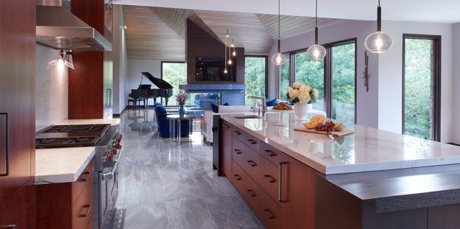 The custom window and door sizes not only helped create symmetry throughout the design of the home, but also allowed the homeowner to get the view they wanted.