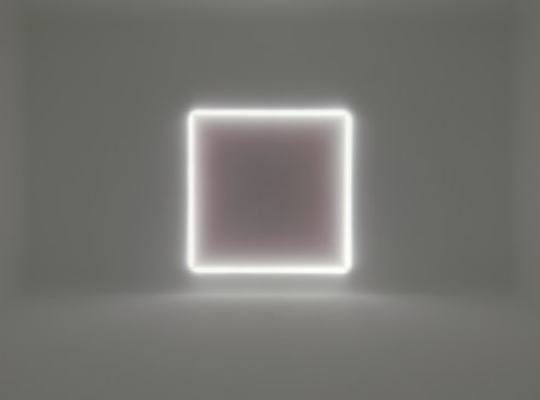 Untitled, 1969/2014 Vacuum-formed acrylic, sprayed lacquer on acrylic, electronic transformer, and daylight neon 90 1/2 x 90 1/2 x 3 inches (229.9 x 229.9 x 7.6 cm)