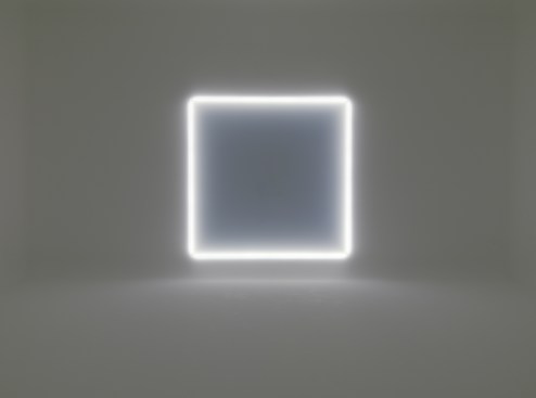 Untitled, 1969/2014 Vacuum-formed acrylic, sprayed lacquer on acrylic, electronic transformer, and daylight neon 90 1/2 x 90 1/2 x 3 inches (229.9 x 229.9 x 7.6 cm)