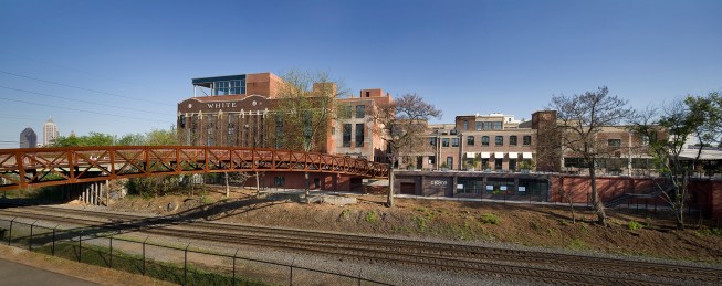 Bridge over train tracks from Westside Provision District