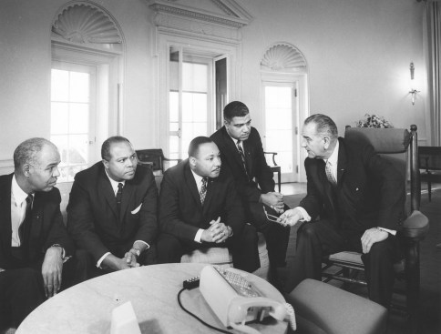 Lyndon Johnson meets with Civil Rights leaders in 1964, including Martin Luther King Jr. and Whitney M. Young Jr. (second from right)