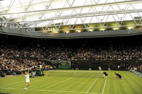 Steffi Graf (GER) during her exhibition match with Kim Clijsters (BEL) at the Centre Court roof inauguration event, A Centre Court Celebration, on May 17, 2009.