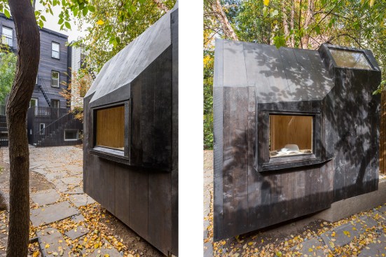 The Writing Pavilion in Brooklyn, N.Y., is built on a concrete plinth out of black-stained cedar and was designed as a light-filled backyard retreat for a couple in the arts.