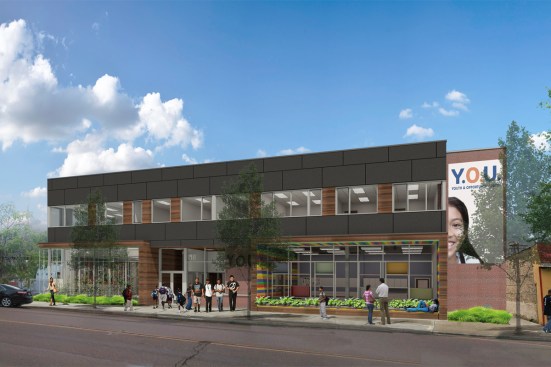 A static rendering of the proposed Youth & Opportunity United Headquarters.