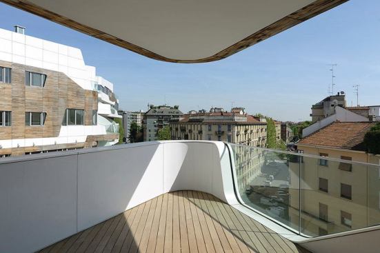 Balcony of a Zaha Hadid-designed unit.