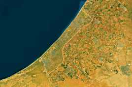 Satellite view of Gaza, Palestine.